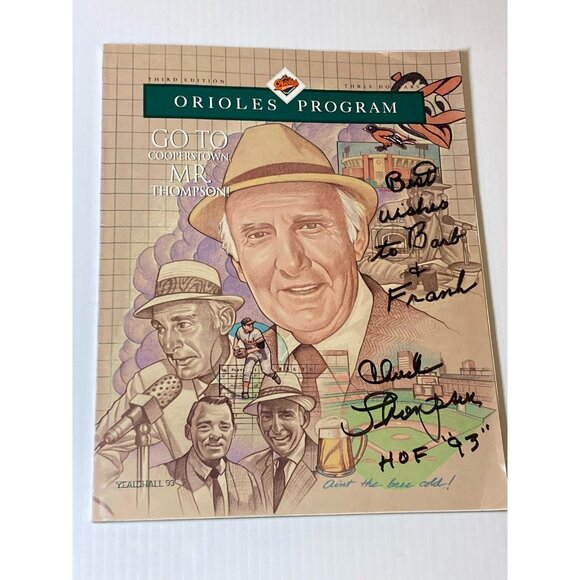 Baltimore Orioles Chuck Thompson Autographed Signed Baseball Program HOF - Picture 1 of 5